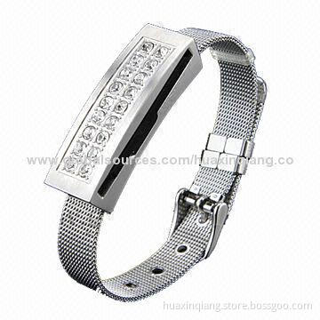 USB Flash Drive, Diamond Bracelet Style, USB2.0, 5-year Warranty